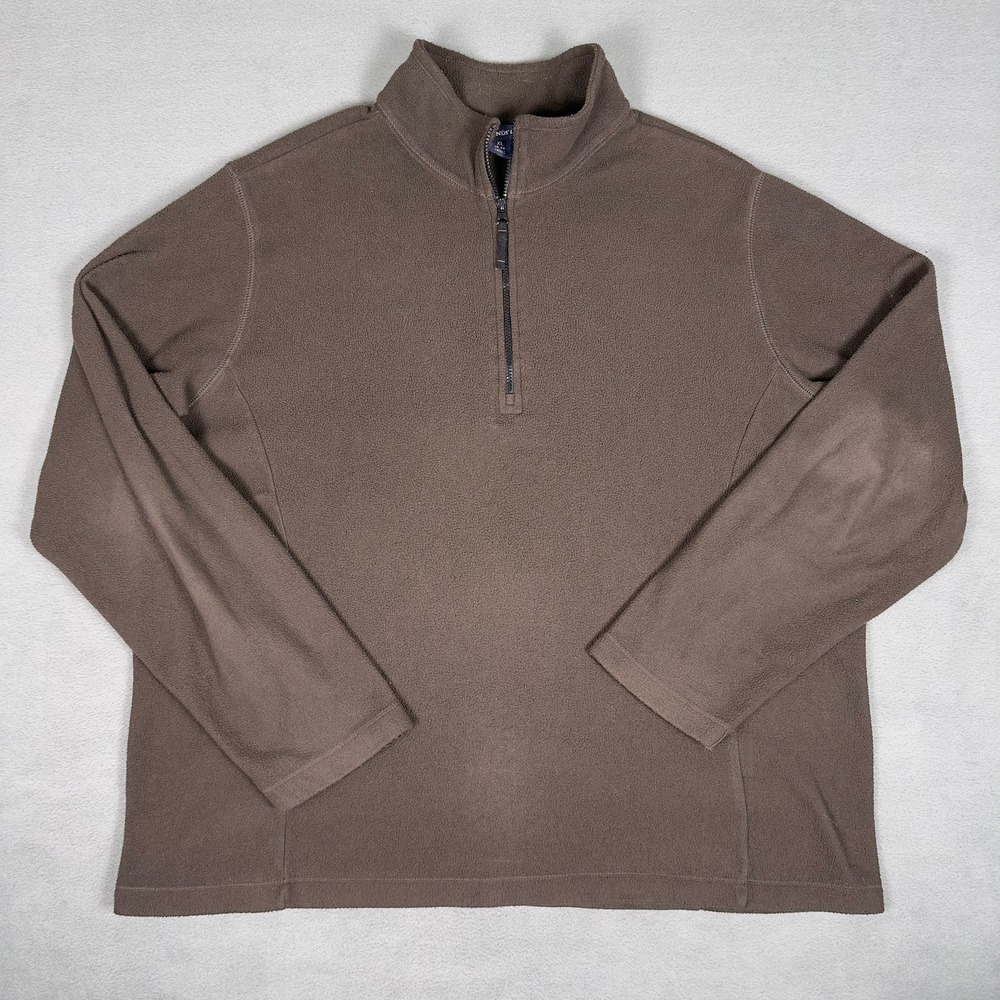 Lands End Kids Brown Fleece Quarter Zip Pullover Sweater Youth XL